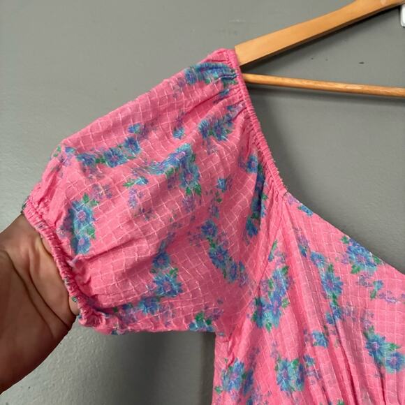 LOVESHACKFANCY Hot Pink Floral Angie Maxi Dress Puff Sleeve Feminine size 4 - Picture 6 of 14